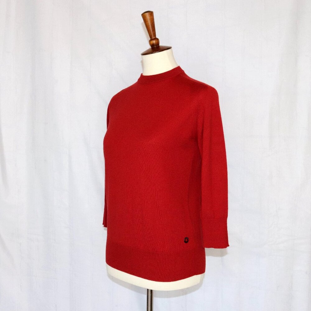 Loro Piana 40 / 4 Cashmere Red Sweater 3/4 Sleeve Mock Neck Turtleneck Top